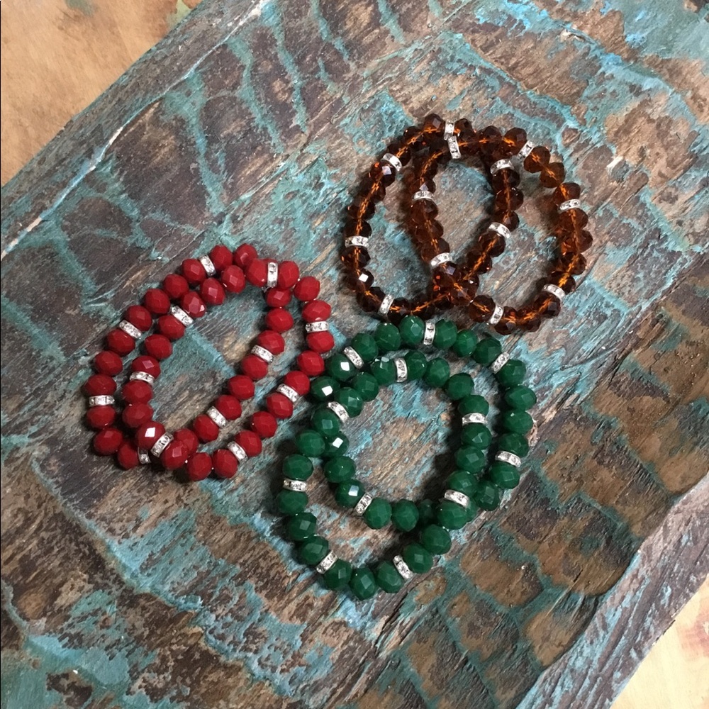 6 crystal stretch bracelets